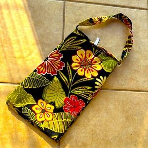 Floral Black and Green Tote Bag